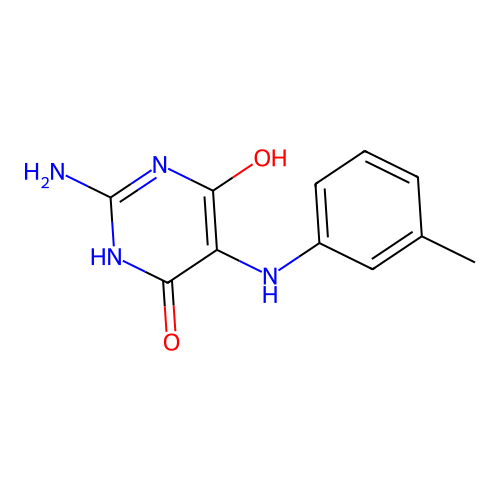 2-Amino-6-hydroxy-5-(3-methylanilino)pyrimidin-4(3H)-one structure