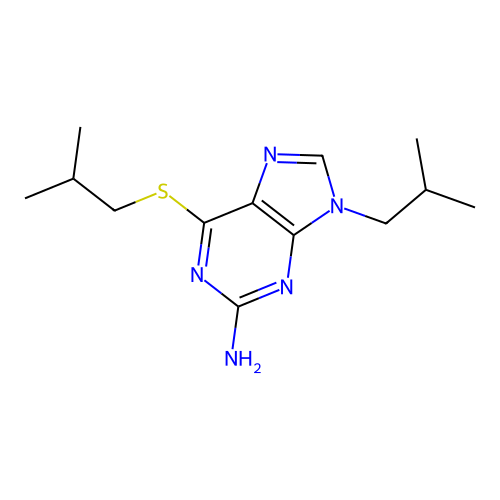 9-(2-Methylpropyl)-6-(2-methylpropylsulfanyl)purin-2-amine structure