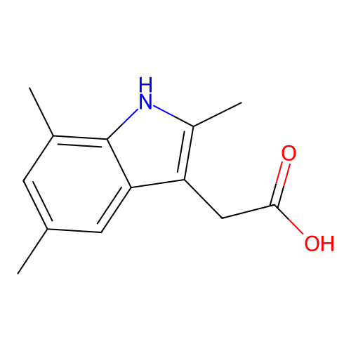 (2,5,7-trimethyl-1H-indol-3-yl)acetic acid structure