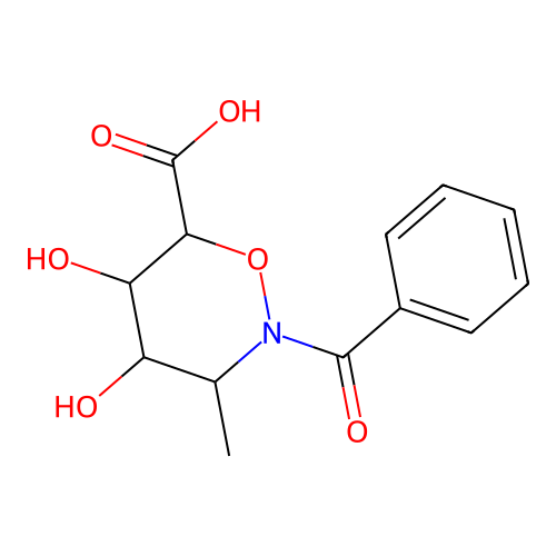 2-Benzoyl-4,5-dihydroxy-3-methyl-1,2-oxazinane-6-carboxylic acid structure