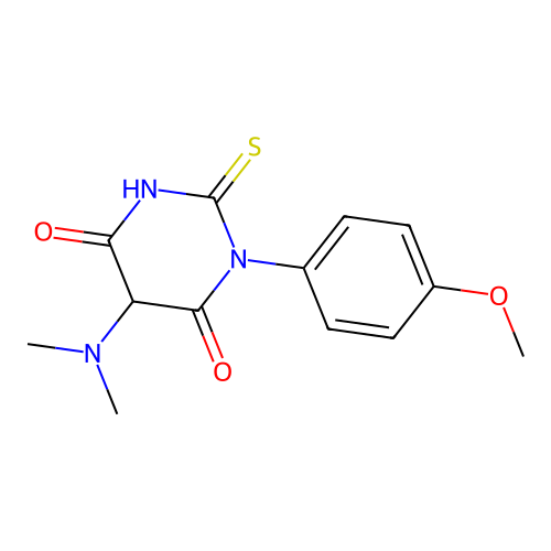 5-(Dimethylamino)-1-(p-methoxyphenyl)-2-thiobarbituric acid structure