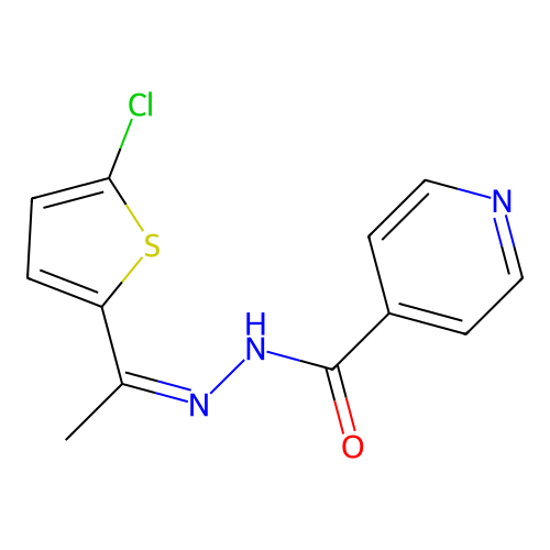N-[1-(5-chlorothiophen-2-yl)ethylideneamino]pyridine-4-carboxamide structure