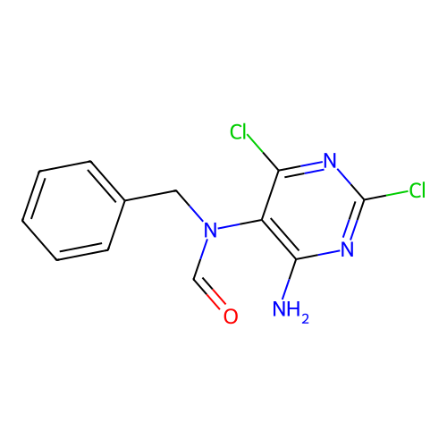 N-(4-amino-2,6-dichloropyrimidin-5-yl)-N-benzylformamide structure