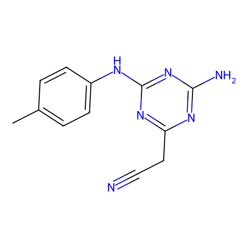 {4-Amino-6-[(4-methylphenyl)amino]-1,3,5-triazin-2-yl}acetonitrile structure