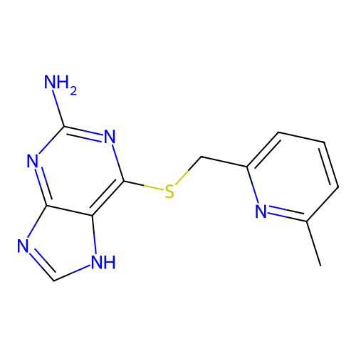 6-[(6-methylpyridin-2-yl)methylsulfanyl]-7H-purin-2-amine structure