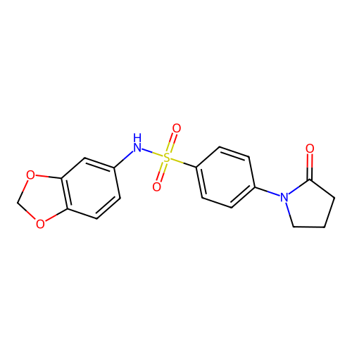 N-(1,3-benzodioxol-5-yl)-4-(2-oxopyrrolidin-1-yl)benzenesulfonamide structure