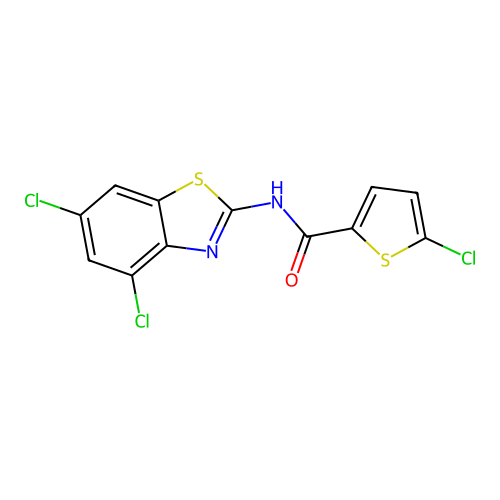 5-chloro-N-(4,6-dichloro-1,3-benzothiazol-2-yl)thiophene-2-carboxamide structure
