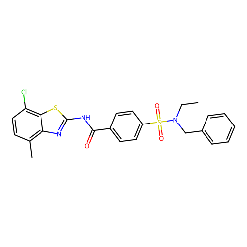 4-[benzyl(ethyl)sulfamoyl]-N-(7-chloro-4-methyl-1,3-benzothiazol-2-yl)benzamide structure
