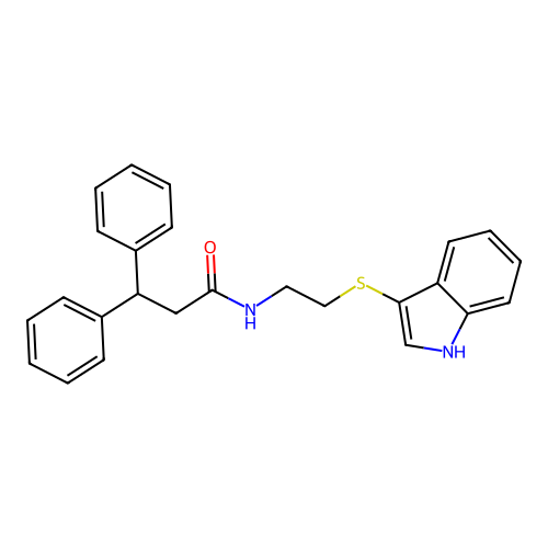 N-[2-(1H-indol-3-ylsulfanyl)ethyl]-3,3-diphenylpropanamide structure