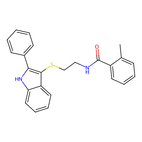 2-methyl-N-[2-[(2-phenyl-1H-indol-3-yl)sulfanyl]ethyl]benzamide structure
