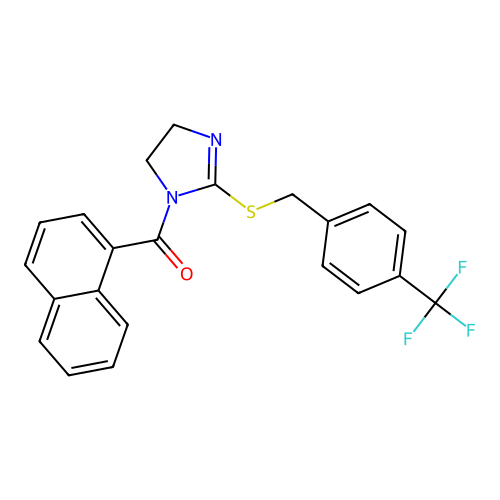 1-(naphthalene-1-carbonyl)-2-({[4-(trifluoromethyl)phenyl]methyl}sulfanyl)-4,5-dihydro-1H-imidazole structure