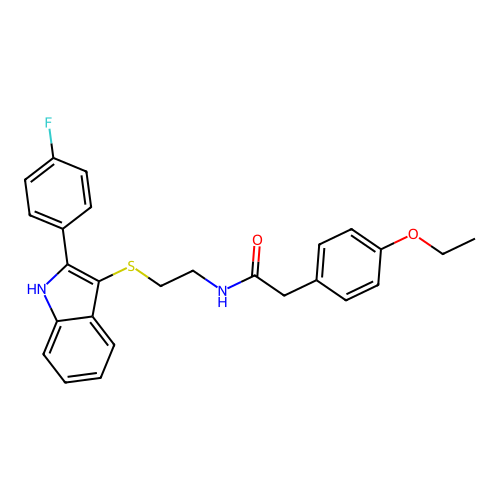 2-(4-ethoxyphenyl)-N-(2-((2-(4-fluorophenyl)-1H-indol-3-yl)thio)ethyl)acetamide structure