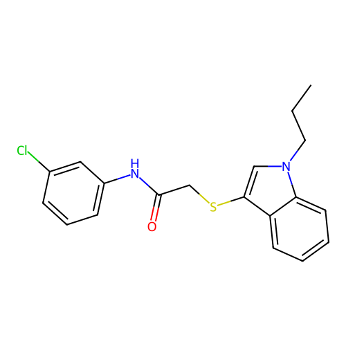 N-(3-chlorophenyl)-2-((1-propyl-1H-indol-3-yl)thio)acetamide structure