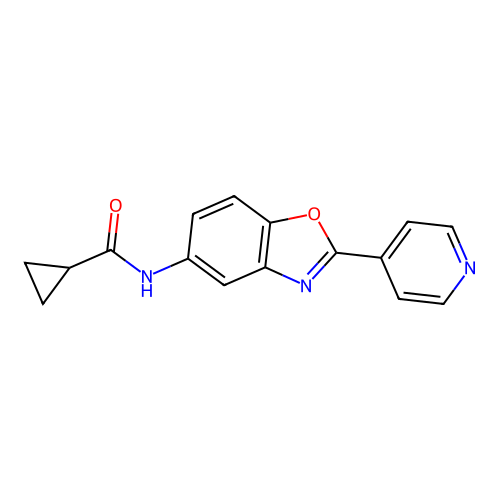 N-[2-(pyridin-4-yl)-1,3-benzoxazol-5-yl]cyclopropanecarboxamide structure