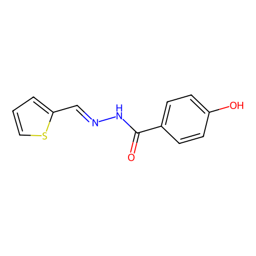 4-hydroxy-N-(thiophen-2-ylmethylideneamino)benzamide structure