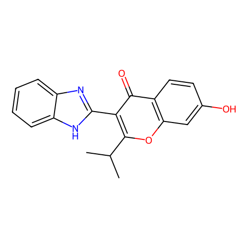 3-(1H-benzo[d]imidazol-2-yl)-7-hydroxy-2-isopropyl-4H-chromen-4-one structure