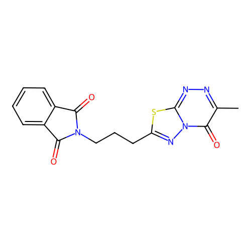 2-[3-(3-methyl-4-oxo-4H-[1,3,4]thiadiazolo[2,3-c][1,2,4]triazin-7-yl)propyl]-1H-isoindole-1,3(2H)-dione structure