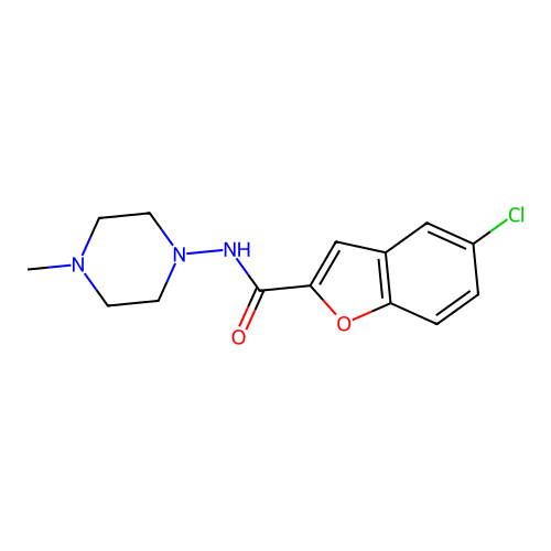 5-chloro-N-(4-methylpiperazin-1-yl)-1-benzofuran-2-carboxamide structure