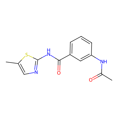 3-acetamido-N-(5-methyl-1,3-thiazol-2-yl)benzamide structure