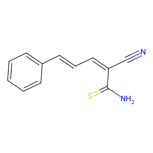 2-氰基-5-苯基戊-2,4-二烯硫代酰胺 structure