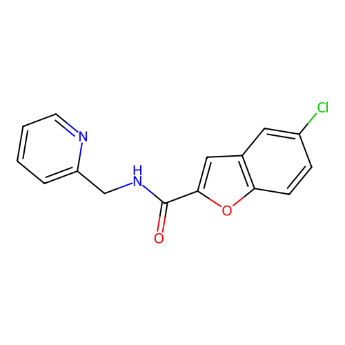 5-chloro-N-(pyridin-2-ylmethyl)-1-benzofuran-2-carboxamide structure