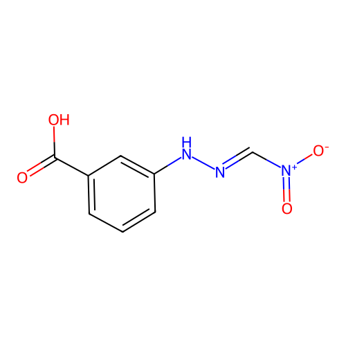 3-(((E)-(nitromethylidene)amino)amino)benzoic acid structure