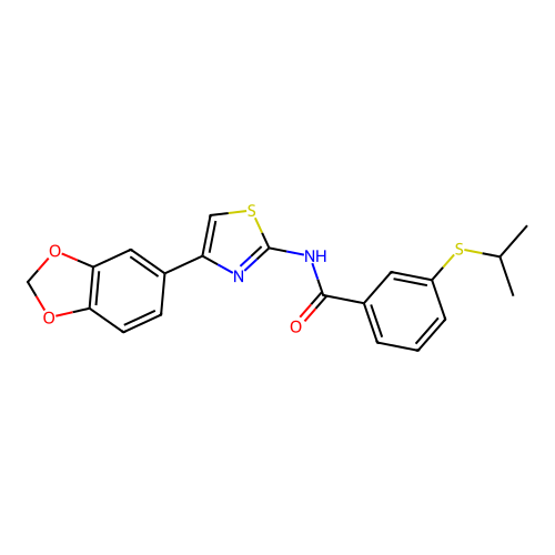N-(4-(benzo[d][1,3]dioxol-5-yl)thiazol-2-yl)-3-(isopropylthio)benzamide structure
