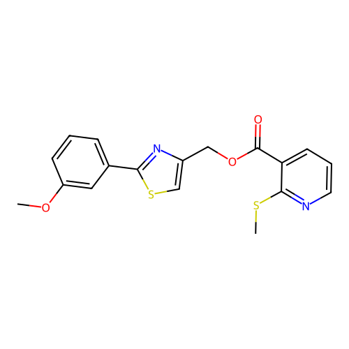 [2-(3-methoxyphenyl)-1,3-thiazol-4-yl]methyl 2-(methylsulfanyl)pyridine-3-carboxylate structure