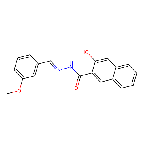 3-hydroxy-N-[(3-methoxyphenyl)methylideneamino]naphthalene-2-carboxamide structure