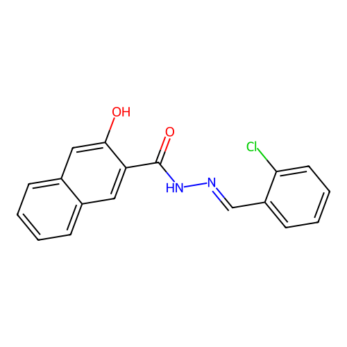 N-[(E)-(2-chlorophenyl)methylideneamino]-3-hydroxynaphthalene-2-carboxamide structure