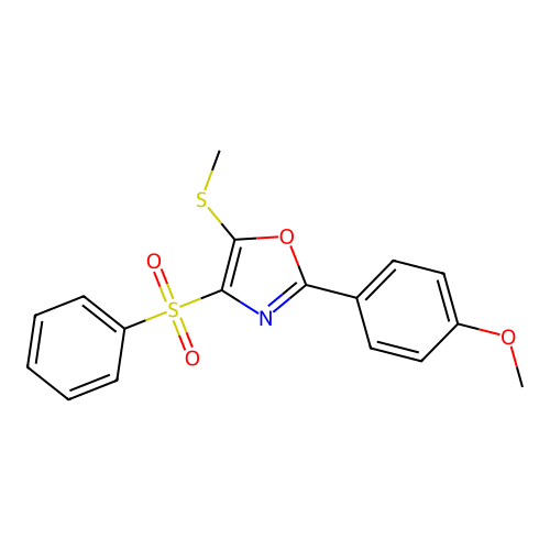 2-(4-Methoxyphenyl)-5-(methylthio)-4-(phenylsulfonyl)oxazole structure