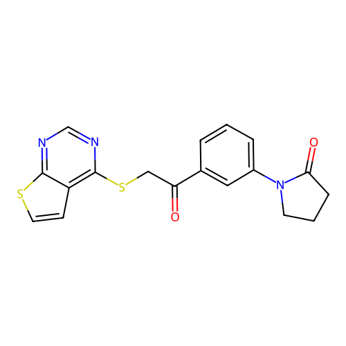 1-[3-(2-Thiopheno[3,2-e]pyrimidin-4-ylthioacetyl)phenyl]pyrrolidin-2-one structure