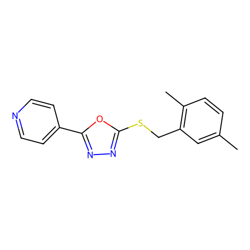 2-((2,5-Dimethylbenzyl)thio)-5-(pyridin-4-yl)-1,3,4-oxadiazole structure