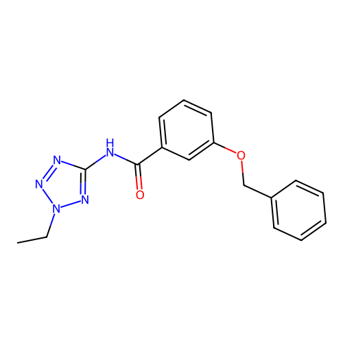 3-(benzyloxy)-N-(2-ethyl-2H-tetrazol-5-yl)benzamide structure