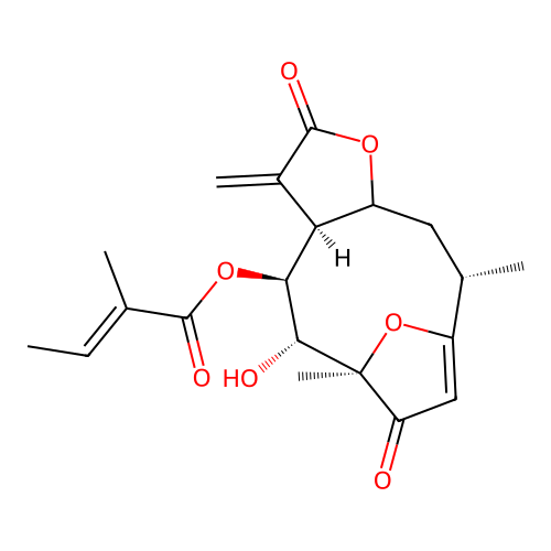 2-Butenoic acid, 2-methyl-, 2,3,3a,4,5,6,7,10,11,11a-decahydro-5-hydroxy-  6,10-dimethyl-3-methylene-2,7-dioxo-6,9-epoxycyclodeca(b)furan-4-yl ester, (3aS-(3aR*,4R*(Z),5S*,6S*,10S*,10aR*)) structure
