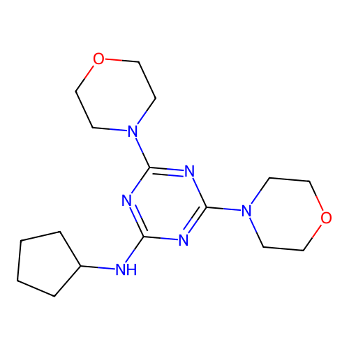 N-cyclopentyl-4,6-dimorpholino-1,3,5-triazin-2-amine structure