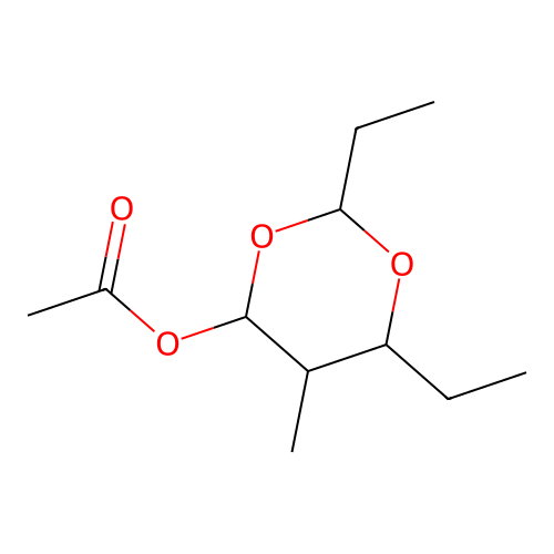 m-Dioxan-4-ol, 2,6-diethyl-5-methyl-, acetate structure