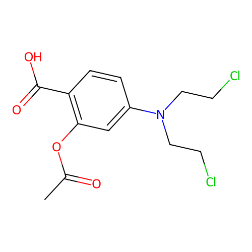 2-Acetyloxy-4-[bis(2-chloroethyl)amino]benzoic acid structure