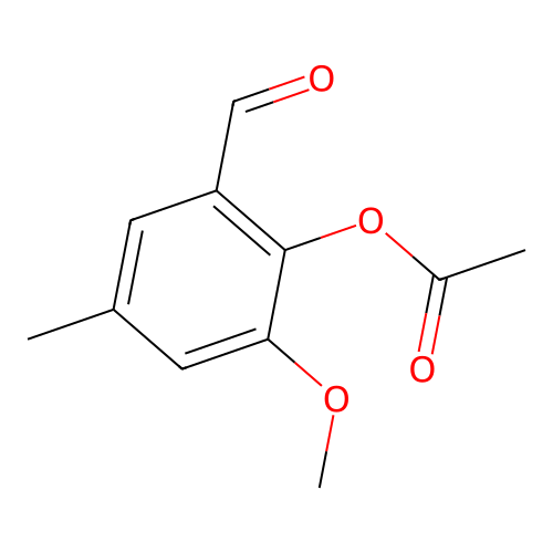 2-Formyl-6-methoxy-4-methylphenyl acetate structure
