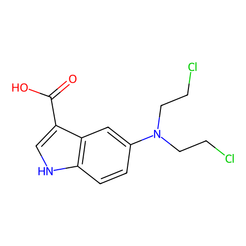 5-[bis(2-chloroethyl)amino]-1H-indole-3-carboxylic acid structure