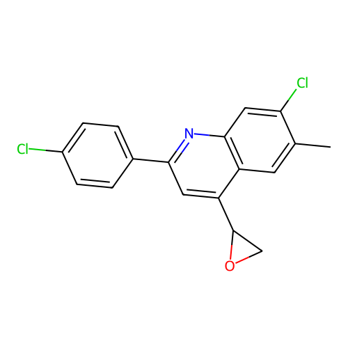 Quinoline, 7-chloro-2-(4-chlorophenyl)-6-methyl-4-(2-oxiranyl)- structure