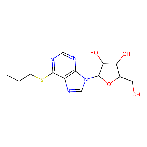 9-Pentofuranosyl-6-(propylsulfanyl)-9H-purine structure