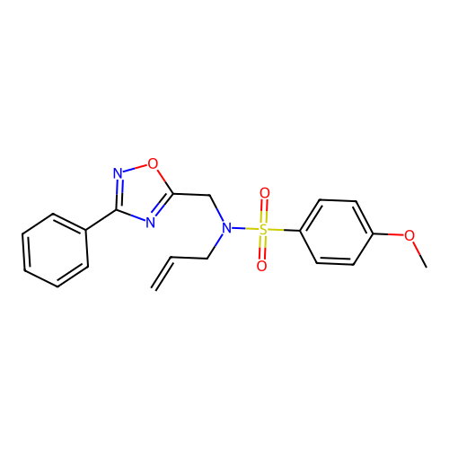 4-methoxy-N-[(3-phenyl-1,2,4-oxadiazol-5-yl)methyl]-N-prop-2-enylbenzenesulfonamide structure