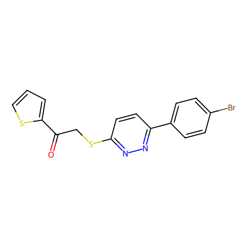 2-[6-(4-Bromophenyl)pyridazin-3-yl]sulfanyl-1-thiophen-2-ylethanone structure