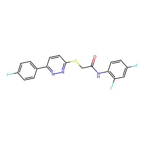 N-(2,4-difluorophenyl)-2-((6-(4-fluorophenyl)pyridazin-3-yl)thio)acetamide structure