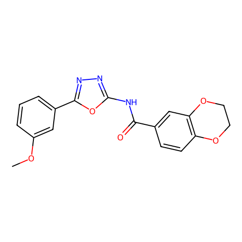 N-[5-(3-methoxyphenyl)-1,3,4-oxadiazol-2-yl]-2,3-dihydro-1,4-benzodioxine-6-carboxamide structure