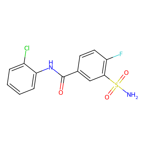 N-(2-chlorophenyl)-4-fluoro-3-sulfamoylbenzamide structure
