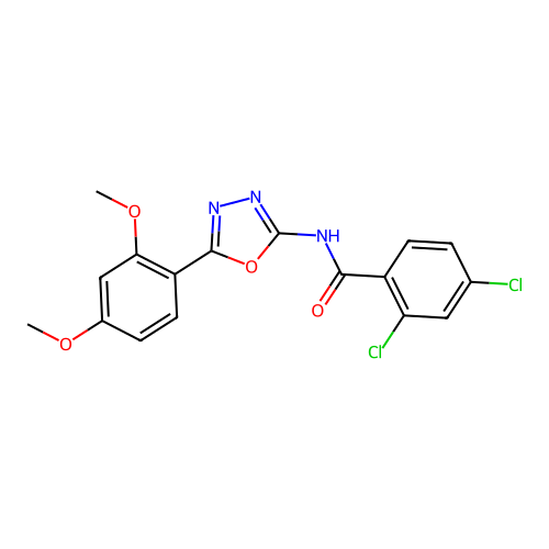 2,4-dichloro-N-[5-(2,4-dimethoxyphenyl)-1,3,4-oxadiazol-2-yl]benzamide structure