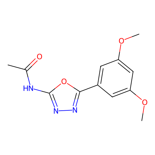 N-[5-(3,5-dimethoxyphenyl)-1,3,4-oxadiazol-2-yl]acetamide structure