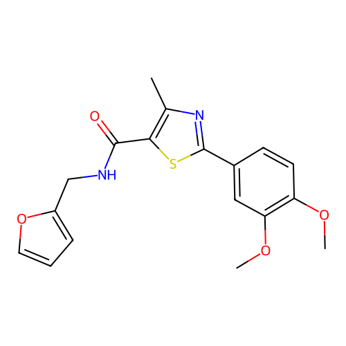 2-(3,4-dimethoxyphenyl)-N-(furan-2-ylmethyl)-4-methyl-1,3-thiazole-5-carboxamide structure